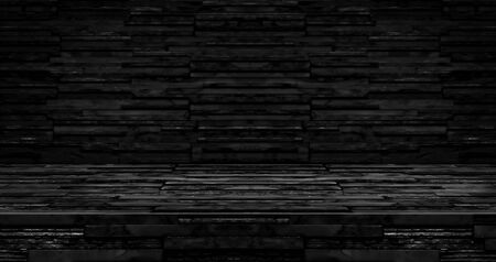 black marble display product stand studio table perspective background.3d bannre mock up countertop dark backdrop bg.copy space for display of designの写真素材