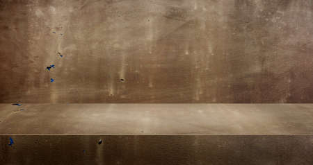 3D rusty metal table studio background textured for product display with copy space for display of content design.Banner for advertise product on website.3d rendering.の写真素材