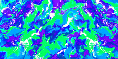 Neon marble abstract background digital painting in vibrant blue and green color for retro sci-fi look wall artの写真素材