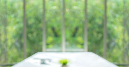 blur meeting room with window garden view in modern office backgroundの写真素材