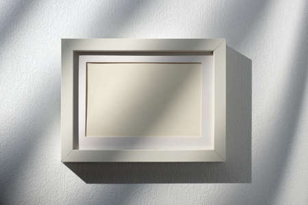 blank mockup photo freame with sunlight window at white studio