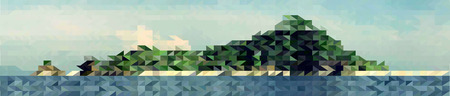 Island and Sea with Polygonal styleのイラスト素材