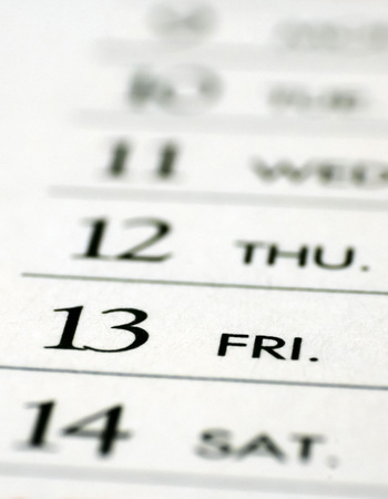 Friday the 13th on calendarの写真素材