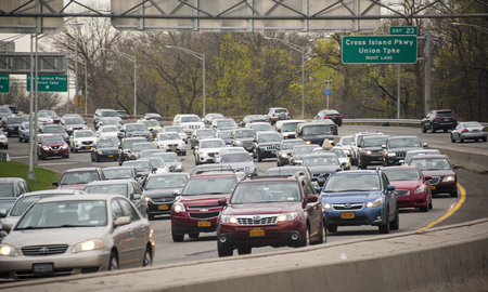 Rush hour traffic on the east bound side of Grand Central Parkway in Queens, New York City