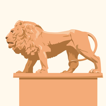 Big monumental profile lion imposing lord of animals symbol of beauty Ocher kingdom Leo - flatten isolated illustration master.のイラスト素材