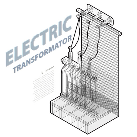 Electric transformer Isometric building info graphicのイラスト素材