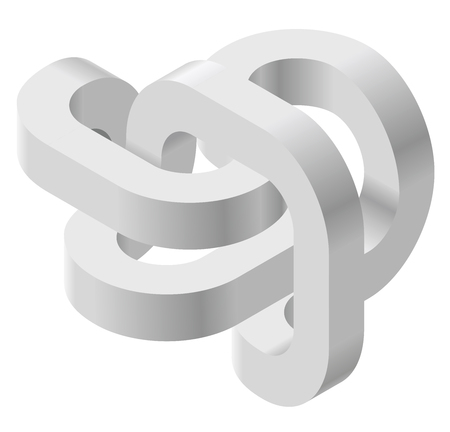 Abstract curved vector shape reminiscent of technological development, nanotechnology component. Isometric brand of scientific institution, research center, laboratories, spatial paradox.のイラスト素材