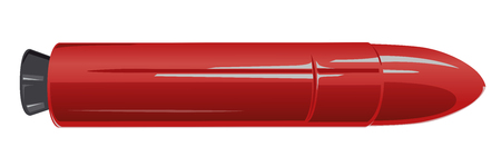 Red space rocket, flying carrier rocket. Part of space shuttle. Vector master illustration. Isolated flighting spacecraft, white fuel tank, white background.のイラスト素材