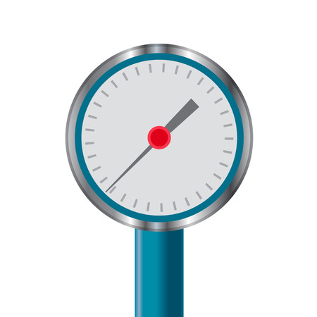 Blue reading meter, dial with measuring scale. Vector illustration, isolated on white background.のイラスト素材