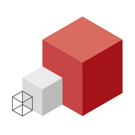 Abstract cube vector shape reminiscent of technological development, nanotechnology component. Isometric brand of scientific institution, research center, laboratories. Minimalistic block shapeのイラスト素材