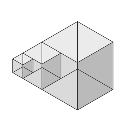 Abstract cube vector shape reminiscent of technological development, nanotechnology component. Isometric brand of scientific institution, research center, laboratories. Minimalistic block shapeのイラスト素材