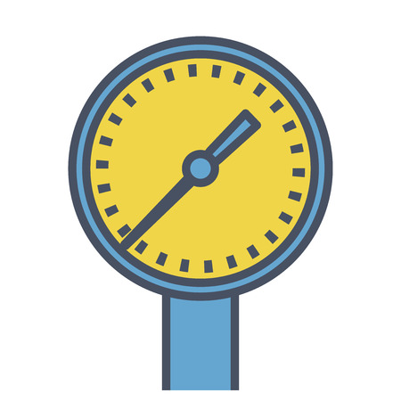 Outlined blue reading meter, dial with measuring scale. Blue yellow vector illustration, isolated on white backgroundのイラスト素材