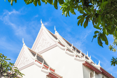 White roof of the temple in Thailand.の写真素材