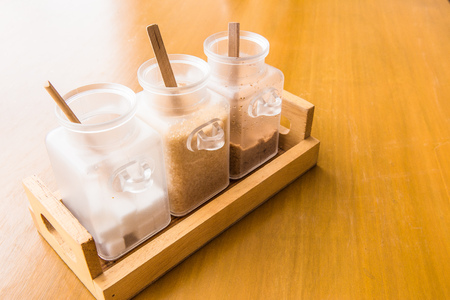 brown sugar in jarの写真素材