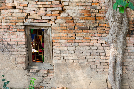 Window of the ancient temple of Thailandの写真素材