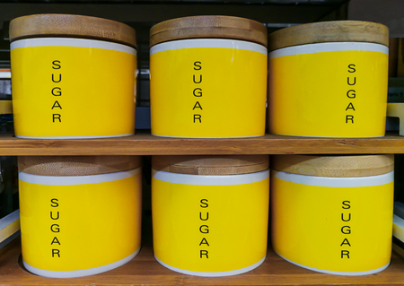Reusable plastic container on the counter of the storeの写真素材