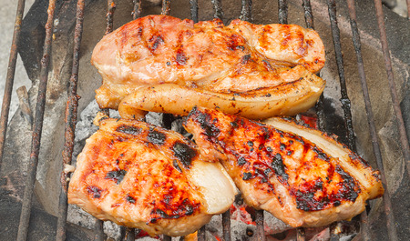 Pork on the grillの写真素材