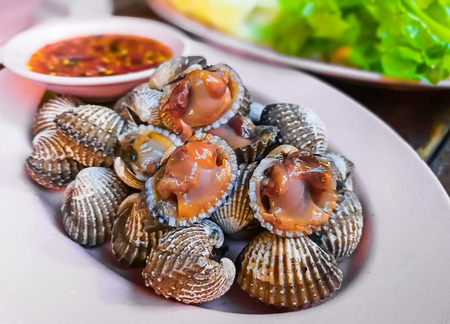 Scald scallops cockles shell at Thai restaurant