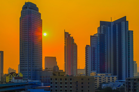 Sunset scene of Bangkok City of Thailand Twilight scene of Bangkok City of Thailand Bangkok City destination of tourist.の写真素材