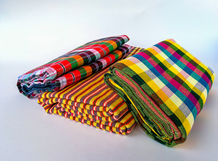 colorful of Thai Northeastern fabric, Thai hand made fabric patternの写真素材