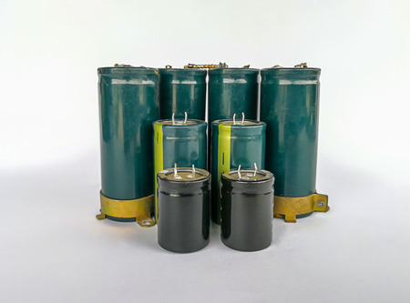 Capacitors electricity technology isolated on white backgroundの写真素材