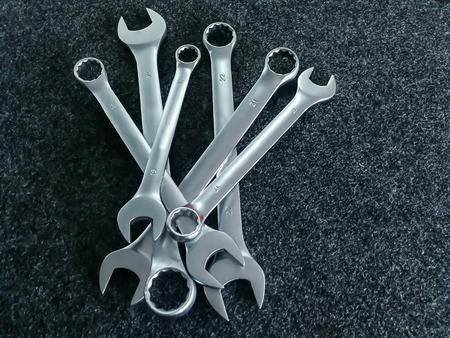 Set of combination wrenches, closeupの写真素材