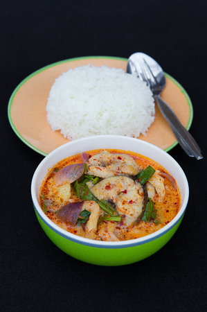 spicy fish soup and rice : Photo by focusing on a specific pointの写真素材