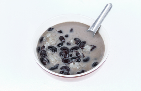 Thai dessert (Khow Nhew Tua Dam) Sticky Rice and black beans With coconut milkの写真素材