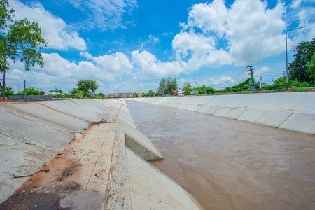 Irrigation canal for agriculture in summer. in Thailandの写真素材