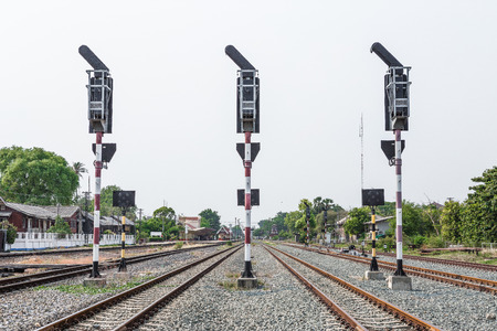 Signs train in the countryside in Lopburi, Thailandの写真素材