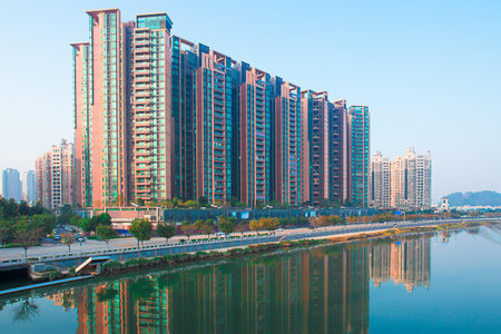 march,2, 2016 China: Guangzhou City Building in the morning, taken from a high angleのeditorial素材