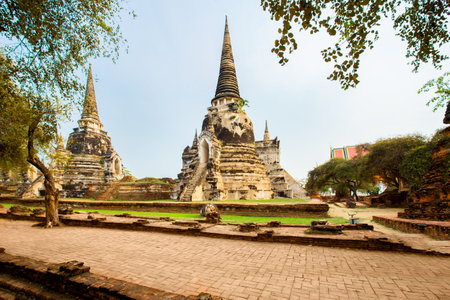 Wat Phra Sri Sanphet - ancient temple in Ayutthaya, Thailand. The temple is on the site of the old Royal Palace of ancient capital of Ayutthayaのeditorial素材