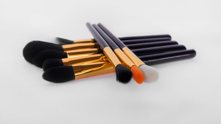 Close up of a set of make up brushes. Beauty and make up conceptの写真素材