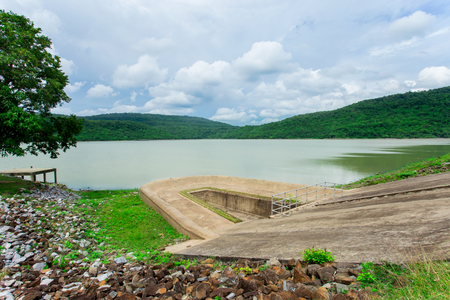 spillway or retaining dam in rural vietnamの写真素材