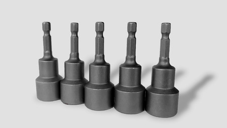 Chromed screw nuts and bolts from above. Many screw nuts and bolts. Screw nuts and bolts of...