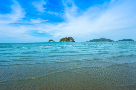 Sea wave foam on Karon beach Phuket Thailand. Exotic paradise of Thailand beach Asia. Peaceful ocean...