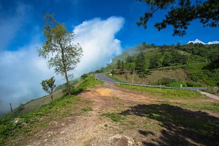 Curve and winding rural road along the mountain at Phu Thap Boek, Phetchabun province, Thailand
