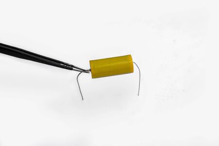 Transistor ic Yellow and vise on the white groundの写真素材