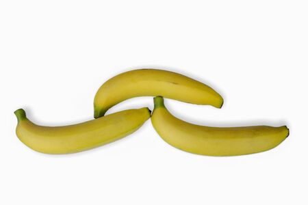 banana picture, yellow bananas, banana on white background. banana fruit close up, tropical yellow pattern, banana isolatedの写真素材