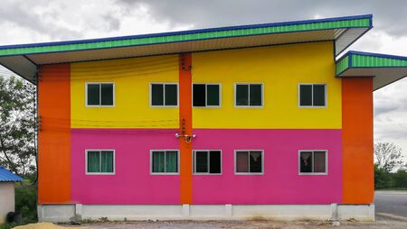 Colorful multi-colored building on the street of thailandの写真素材