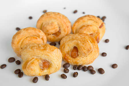 Tasty croissants isolate on white background, thai style.の写真素材