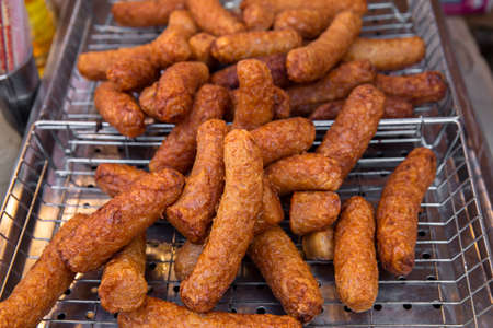 Fried hot dog in thai street food