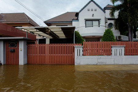20,Sep,2021,Lopburi Thailand,The storm, known as Tien Mu, swept through Thailand causing heavy rainfall throughout Thailand, causing flash floods to flood houses, roads and buildings, causing damage in the countryside and in the capital.のeditorial素材