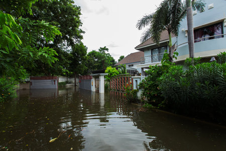 20,Sep,2021,Lopburi Thailand,The storm, known as Tien Mu, swept through Thailand causing heavy rainfall throughout Thailand, causing flash floods to flood houses, roads and buildings, causing damage in the countryside and in the capital.のeditorial素材