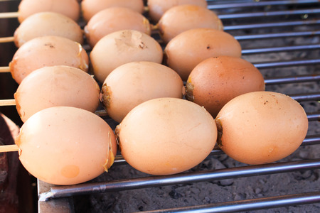 Grilled egg  eggs on the grillの写真素材