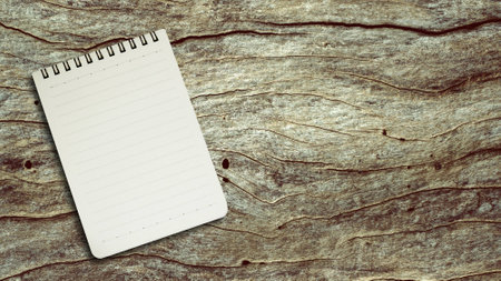 Notebook on a wooden table