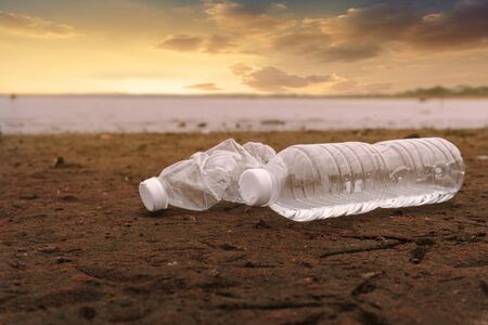 Plastic water bottles pollution in the ocean (Environment concept)