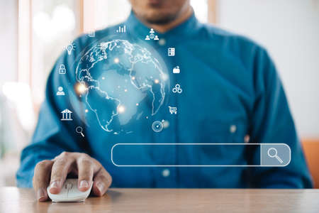 Square Certification and standardization process, iso certified business, conformity to international standards and quality assurance concept. Person touching certificate icon.の写真素材