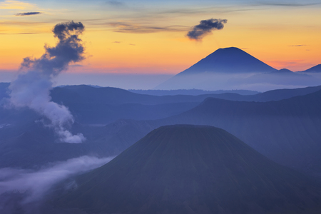 Sunrise over Mount. Bromo at Bromo tengger semeru national park, East Java, Indonesiaの写真素材