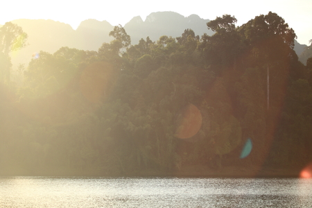 Ratchaprapa dam, khao sok national park in surat thani southern of thailand.の写真素材